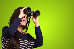 Girl Binocular Watching